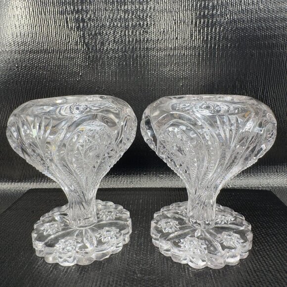 IMPERIAL GLASS OHIO Zipper Heart Clear Heavy Votive Manganese 365nm UV Glow Set - Picture 2 of 11